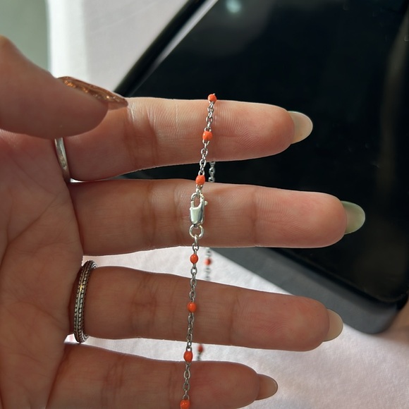 Custom welded charm bracelet orange with heart - Picture 2 of 3